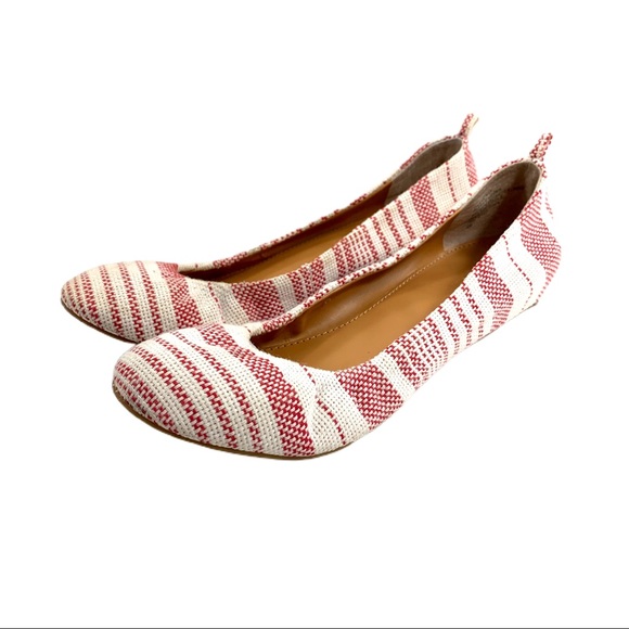 Nine West Carmen Red Cream Canvas Ballet Flats 6 M - Picture 2 of 7